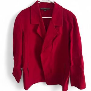 Linda Allard Ellen Tracy 100% Wool Women's Red Tailored Jacket EUC